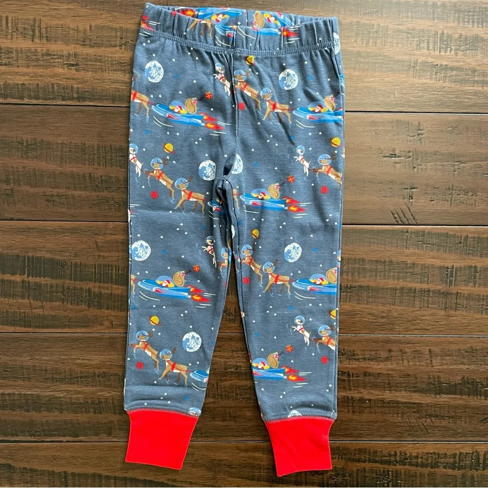 Mini Boden Blue Space Santa Long John Pajama Set NWT